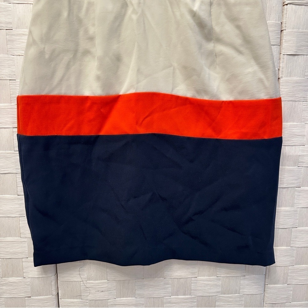 Gianni Bini Womens Colorblock Popcorn Knit Mini Dress Orange Navy Cream Size M - Picture 7 of 11